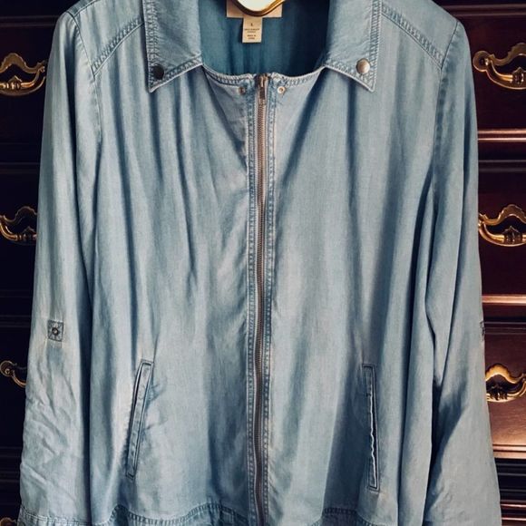 TENCEL Chambray Denim Jacket, Style & Co, Large, Distressed and Soft - Picture 3 of 16